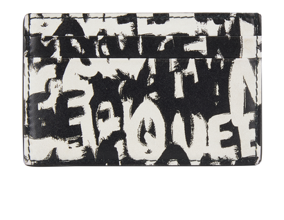 Alexander McQueen Graffiti Card Holder, £95, Accessories, Black/White, Leather, Front view